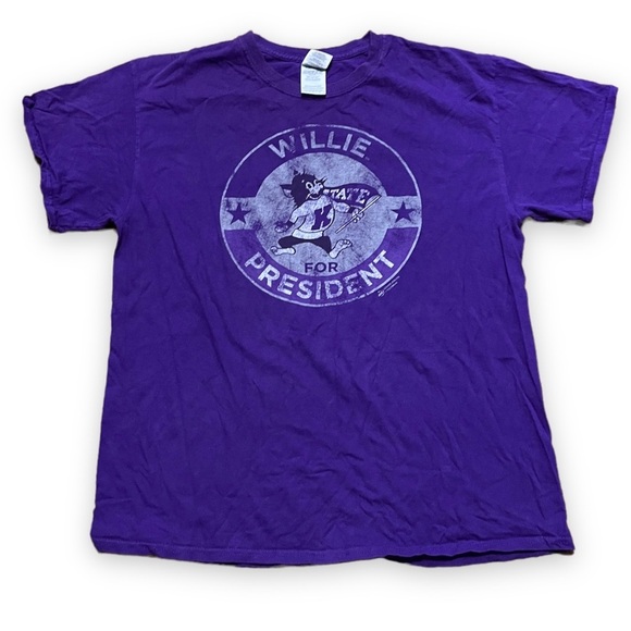 Kansas State Wildcats Mascot Willie For President Purple T-Shirt Size Large NCAA - Picture 1 of 14